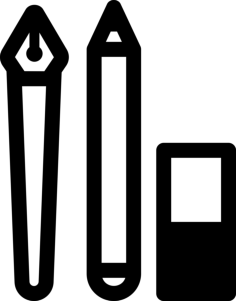 Pen Pencil And Eraser Simple Line Art Svg, Free Vectors File